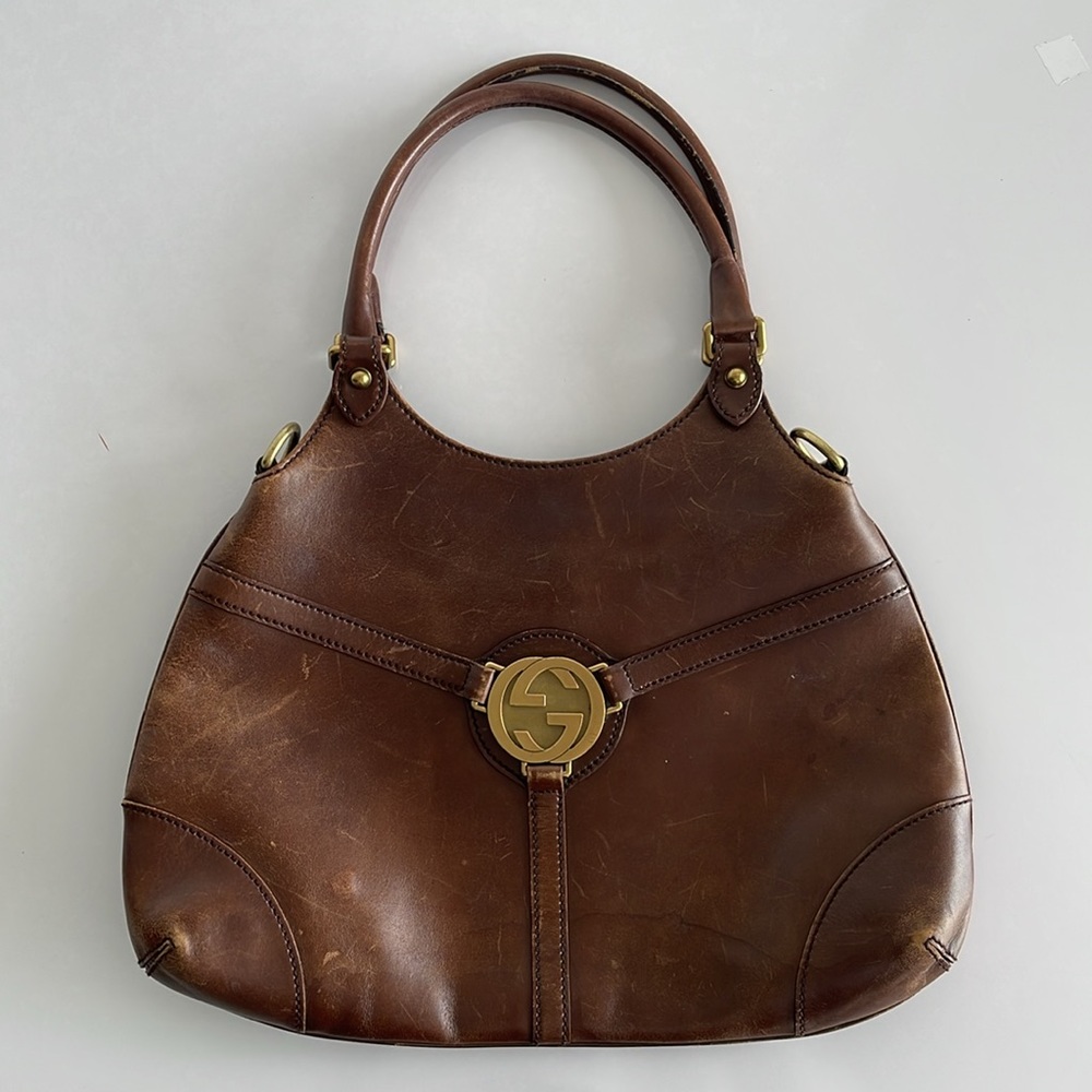 AUTHENTIC Vintage Gucci Brown Reins Leather Shoulder Bag 🤎